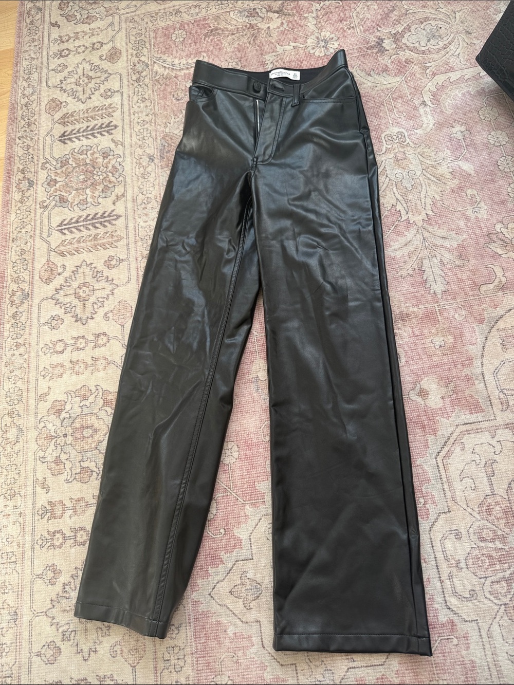 Abercrombie & Fitch Black Faux Leather High-Rise Pants